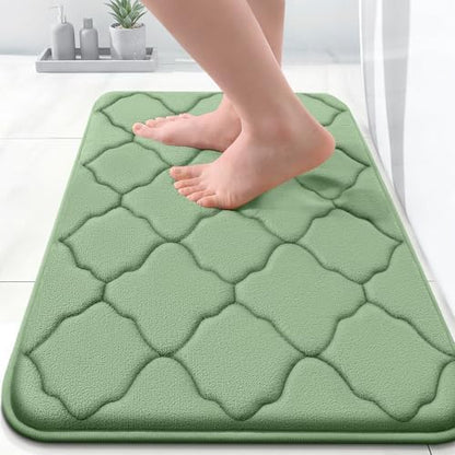 OLANLY Memory Foam Bath Mat Rug 24x16, Ultra Soft Bathroom Rugs, Sage Green