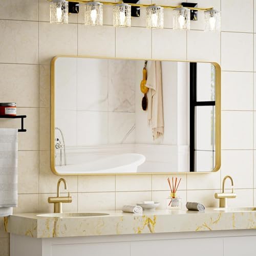 VooBang Bathroom Mirror 24"x32", Gold Gorgeous Deep Frame Wall Mirror