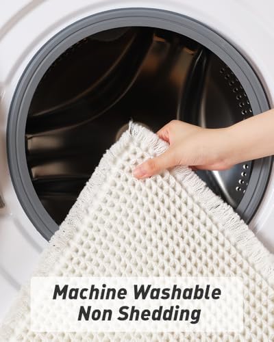 Upgraded Waffle Bath Mat Set of 2 Absorbent Non Slip Bathroom Mat 17" x 24"