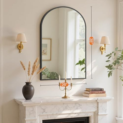 Sweetcrispy 26"x38" Arched Bathroom Mirror, Bathroom Mirrors for Over Sink