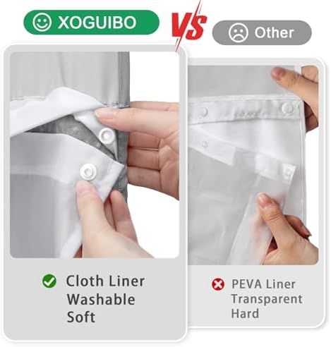 No Hook Shower Curtain Snap-in Fabric Replacement Liner 71" W x 67" L