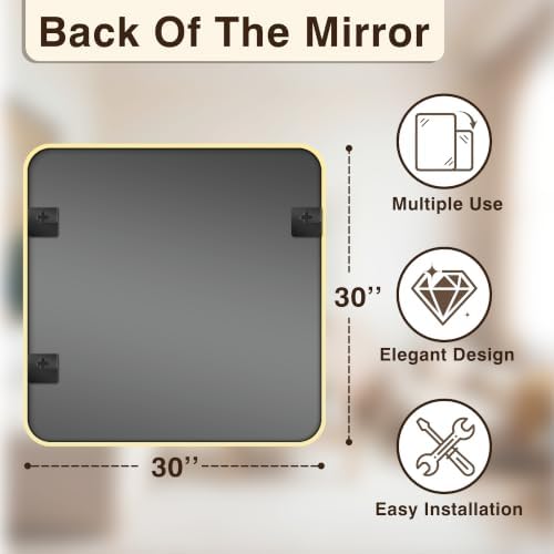 Vanity Bathroom Mirror, 30”x30” Gold Bathroom Mirror for Over Sink