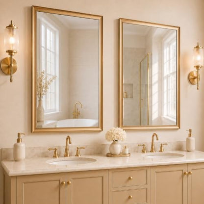 2 Pack 24x36 Inch Brushed Gold Bathroom Mirrors for Over Sink