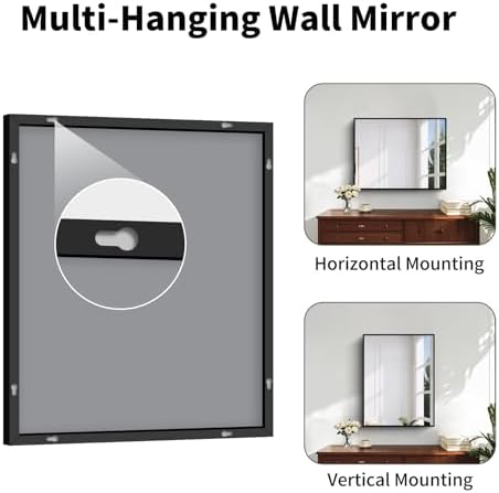 Koonmi Black Bathroom Mirror for Over Sink,Metal Framed 30"x20" Wall Mirror