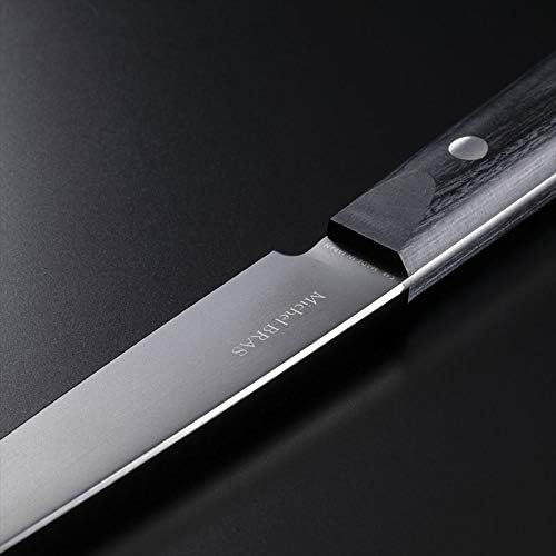 Michel BRAS Quotidien No. 2 Kitchen Knife, 12 cm Handcrafted Kitchen Knife, Japanese AUS8A Stainless Steel Blade, Black Pakkawood Handle, Precision and Sharpness for Professional and Home Chefs