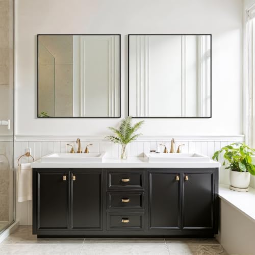 FICTOR Bathroom Vanity Mirror for Over Sink, 30" x 30", Black