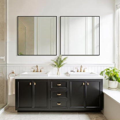 FICTOR Bathroom Vanity Mirror for Over Sink, 30" x 30", Black