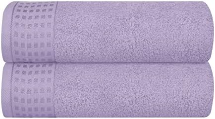 GLAMBURG 100% Cotton 2 Pack Oversized Bath Towel Set 28x55 Inches, Ultra Soft Highly Absorbant Compact Quickdry & Lightweight Large Bath Towels, Ideal for Gym Travel Camp Pool - Purple