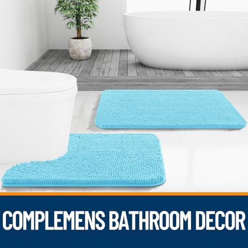 OLANLY Bathroom Runner Rugs 47x24, Extra Soft Absorbent Chenille Bath Rugs