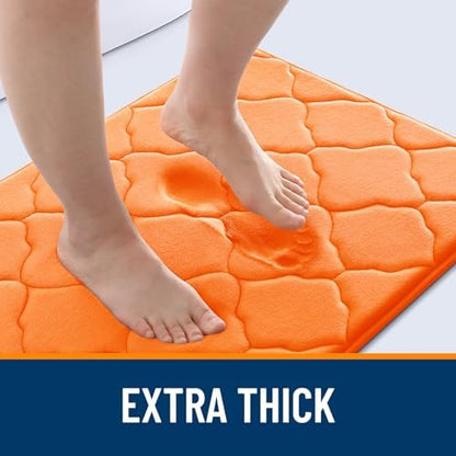 OLANLY Memory Foam Bath Mat Rug 30X20, Ultra Soft Bathroom Rugs, Orange