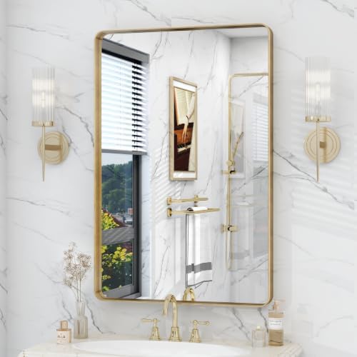 20x30 Inch Gold Framed Bathroom Vanity Mirror