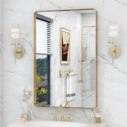 20x30 Inch Gold Framed Bathroom Vanity Mirror