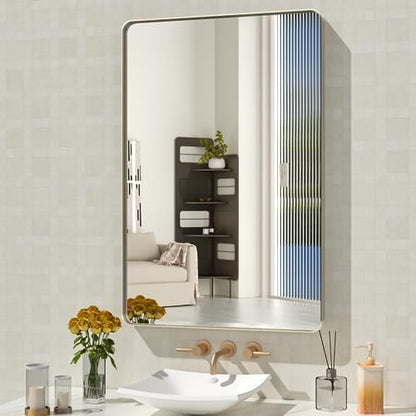 WEER Brushed Nickel Bathroom Vanity Mirror 24X36 Inch