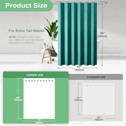 Dynamene Extra Long Waffle Shower Curtain 256GSM Fabric 72x96 Seaweed Green