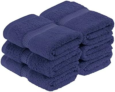 Superior Egyptian Cotton Plush & Absorbent, Face Towel Set of 6, Navy Blue