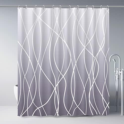 Striped Shower Curtain for Bathroom, Ombre Purple, 72" W x 72" L