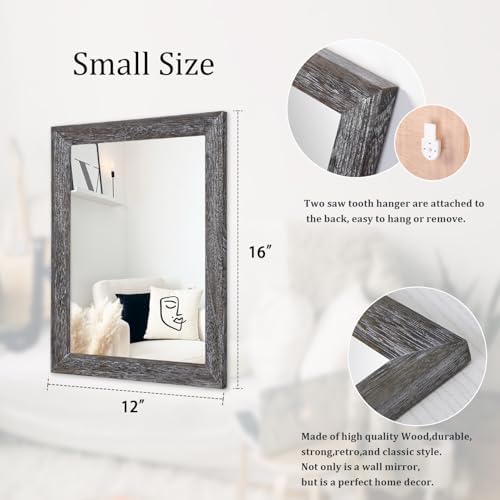 AAZZKANG Wall Mirror with Rectangle Wood Frame Rustic Decorative Hanging Mirrors for Bedroom Bathroom Living Room Home Office Small