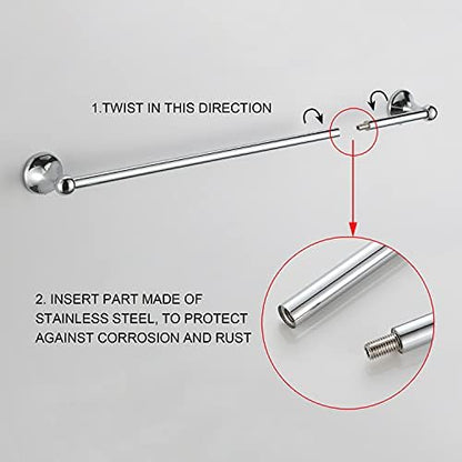 BGL Bathroom Hardware Set Chrome Adjustable Expandable Bath Towel Bars Bathroom Accessory Set Towel Racks 8-Pieces Wall Mount