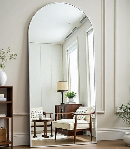 Dewfig Arched Full Length Mirror, 71"x30" Large Floor Mirror, White