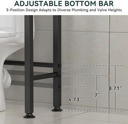 GloTika 4-Tier Over The Toilet Storage, Anti-Tilt, 69.3" H, Black Brown