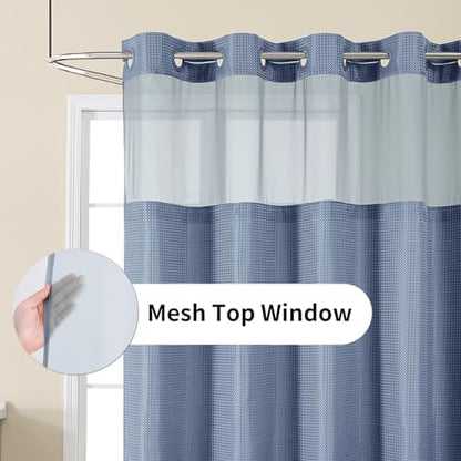 Colorful Star Moonlight Blue No Hook Waffle Shower Curtain Set, 72 x 75 in