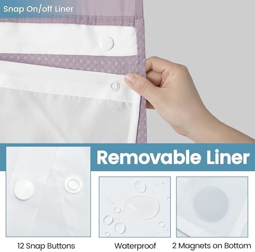 EUTXL Heavyweight Waffle No Hook Shower Curtain with Liner, Lavender, 71x74