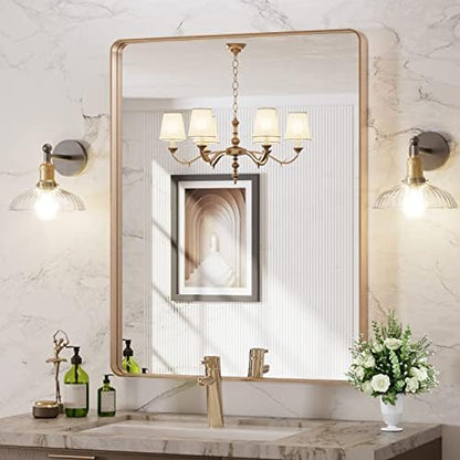 LOAAO 28"X36" Gold Bathroom Mirror