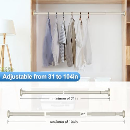CorkLatta Brushed Shower Curtain Rod 31 to 104 Inch,1 Inch Diameter Adjustable Spring Tension Curtain Rod No Drilling Stainless Steel Telescoping Rod,No Rust