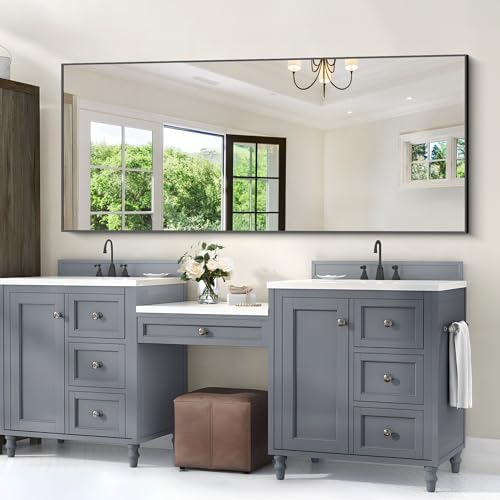 COFENY 30x72inch Bathroom Mirror, Black Rectangle Mirror with Thin Frame, Large Rectangular Wall Mirrors for Bathroom, Living Roomm, Hair Salon, Big Farmehouse Mirror Hang Horizontal/Vertical