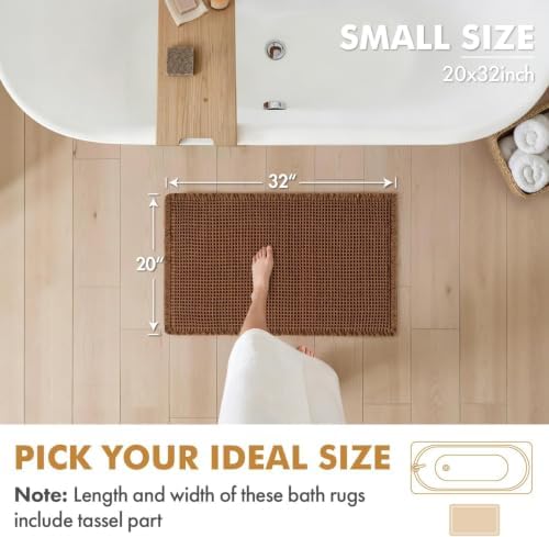 MIULEE Set of 2 Waffle Bathroom Rugs Boho Bath Mat Caramel 20x32 Inch