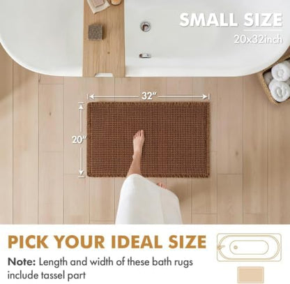 MIULEE Set of 2 Waffle Bathroom Rugs Boho Bath Mat Caramel 20x32 Inch