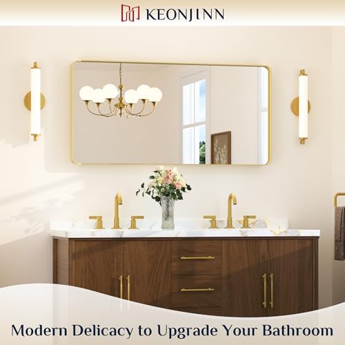 Keonjinn 48 x 24 Inch Brushed Gold Bathroom Mirrors for Over Sink
