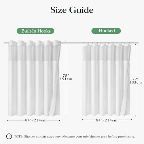 Dynamene White Hook Free Waffle Shower Curtain & Snap-in Fabric Liner,84x75