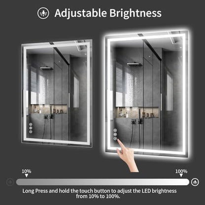 Koonmi 55x36 LED Bathroom Mirror, Shatterproof Mirror with Light