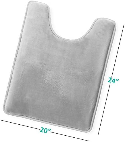 Clara Clark Bathroom Rugs, Velvet Memory Foam Bath Mat, Non-Slip, Machine Washable Bath Rugs - Dries Quickly, Ultra Soft Plush Bath Mats for Bathroom, 20 x 24, Silver