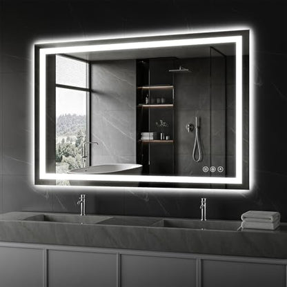 Koonmi 48x36 LED Bathroom Mirror, Shatterproof Mirror with Light