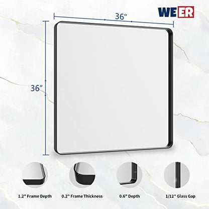 WEER Black Bathroom Vanity Mirror 36X36 Inch