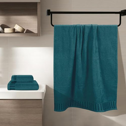 BELIZZI HOME Ultra Soft 3 Pack Cotton Towel Set, Contains a Bath Towels 28x55 inch, a Hand Towels 16x24 inch & a Wash Cloths 12x12 inch, Ideal Everyday use, Compact & Lightweight - Teal