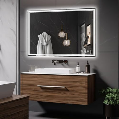 Ratsamee 48"x32" LED Bathroom Mirror with Lights, Backlit + Front Lit