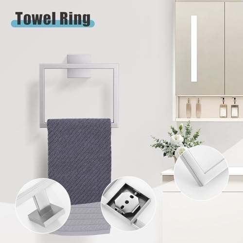YACVCL 5-Pieces Brushed Nickel Bathroom Hardware Accessories Set Towel Bar Set Upgraded Toilet Paper Holder with Shelf Stainless Steel Wall-Mounted Bathroom Hardware Set 23.6 Inch