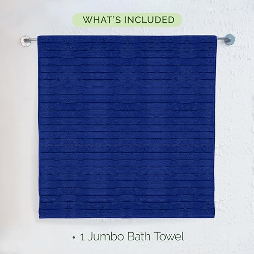 Elegant Comfort 100% Turkish Cotton Corduroy Ribbed Luxury Jumbo Bath Towel Ultra Soft - 35 x 70 Inch - Luxury Spa Premium Hotel Quality Highly Absorbent and Quick Dry Large Bath Towel, Royal Blue