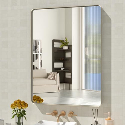 WEER Brushed Nickel Bathroom Vanity Mirror 24X32 Inch