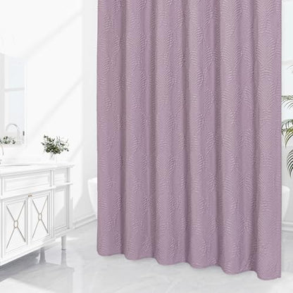 Gibelle 72x84 Extra Long Shower Curtain, Lavender 3D Embossed Half Bath Curtain