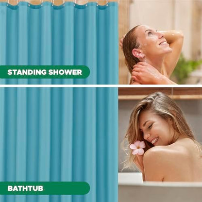 Fabric Shower Curtain Liner 72"W x 84"L-Blue Extra Long Shower Liners