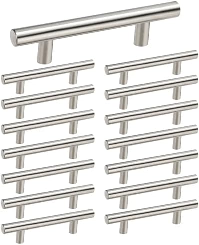 homdiy 15 Pack Brushed Nickel Cabinet Pulls 3 Inch Handles Stainless Steel Cabinet Hardware for Kitchen and Bathroom Cabinets, 5 Inch Overall Drawer Pull