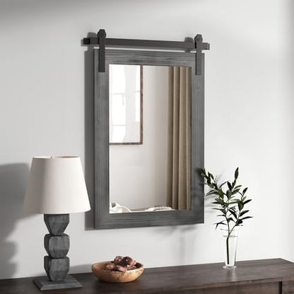 COGOOD Farmhouse Bathroom Mirrors for Over Sink - 30 x 22 Grey