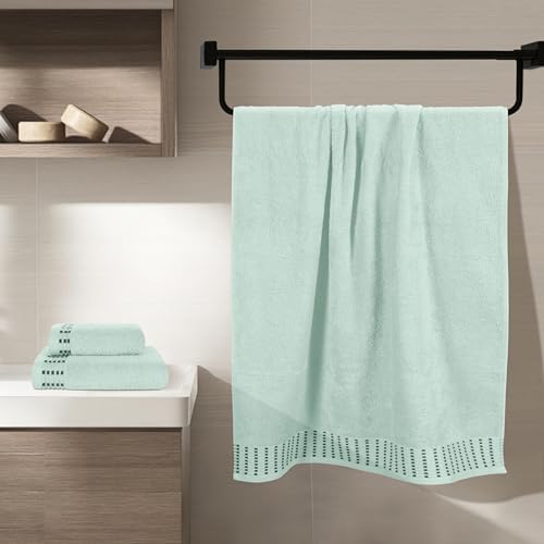 BELIZZI HOME Ultra Soft 3 Pack Cotton Towel Set, Contains a Bath Towels 28x55 inch, a Hand Towels 16x24 inch & a Wash Cloths 12x12 inch, Ideal Everyday use, Compact & Lightweight - Sea Green