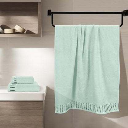 BELIZZI HOME Ultra Soft 3 Pack Cotton Towel Set, Contains a Bath Towels 28x55 inch, a Hand Towels 16x24 inch & a Wash Cloths 12x12 inch, Ideal Everyday use, Compact & Lightweight - Sea Green
