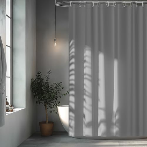 Seenus 72 x 84 inch Extra Long Waterproof Fabric Shower Curtain Liner, Light Grey Cloth Shower Liner with 3 Large Magnets, Tall Bathroom Shower Curtain Lightweight Machine Washable