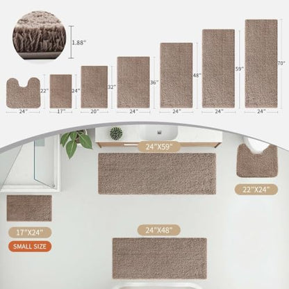 Disolla Taupe Grey Bathroom Rug 24x36 - Non-Slip Plush Thick Bath Mat, Highly Absorbent & Ultra Soft Fluffy Floor Mat, Machine Washable for Shower and Tub